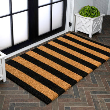 Sutton Modern Coastal Striped Coir Area Rug